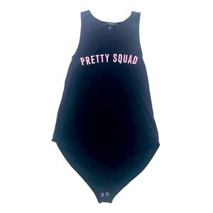 Forever 21 Pretty Squad Black Balletcore Bodysuit Tank Top Women's Size L